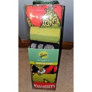 The Grinch 7 Days Of Cozy Socks Men Size 6-12 Christmas Dr. Seuss Warm Fuzzy-NEW